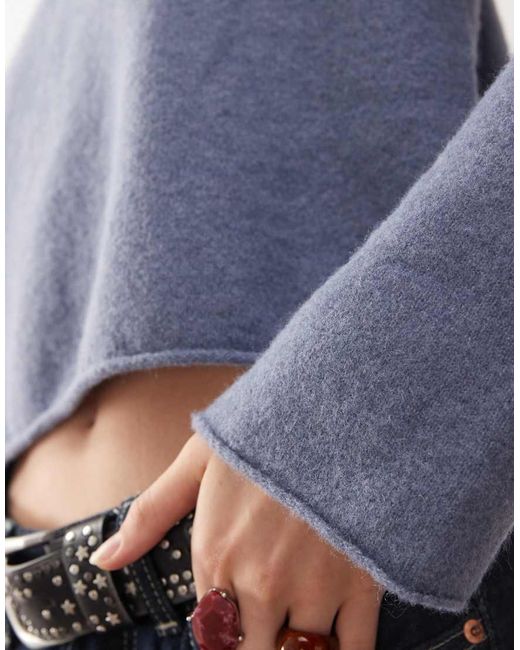 Monki Gebreide Trui Met Uitlopende Mouwen in het Blue