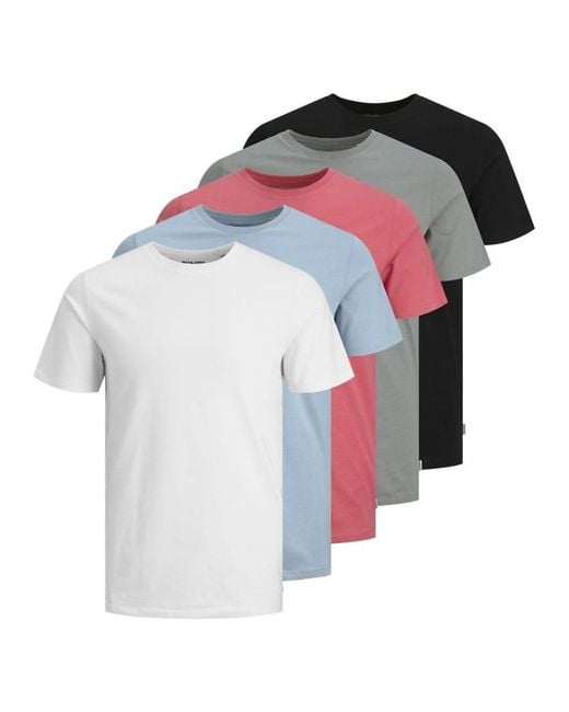 Jack & Jones White 5X Multipack T-Shirts for men