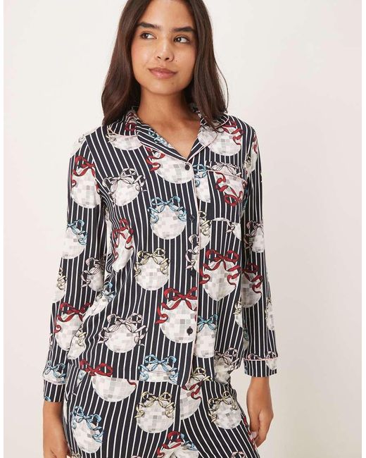 Chelsea Peers Natural Poly Long Sleeve Revere Pajama Set