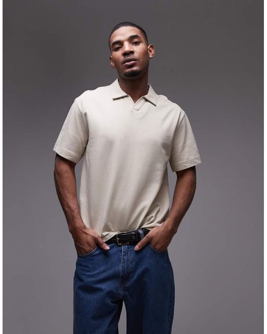 Polo Pesante Squadrata Color Pietra Con Rever di Topman in Blue da Uomo