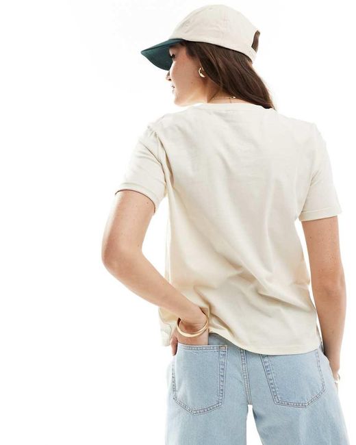 Pieces White Cotton T-Shirt With Fold Up Detail