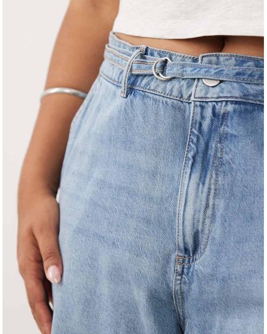 Vila Curve Blue Belted Denim Shorts
