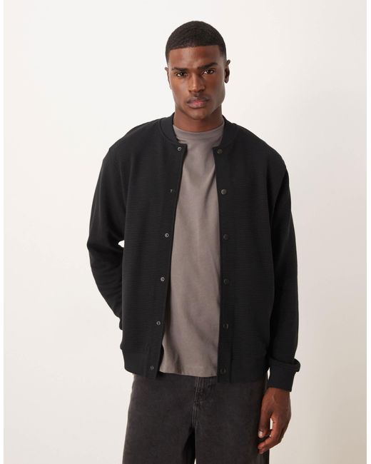 ASOS Black Oversized Ribbed Jersey Bomber Jacket for men