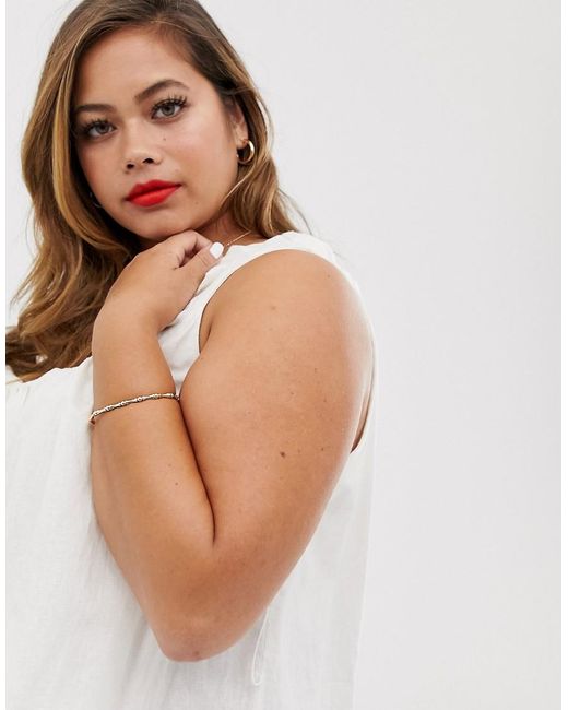 Asos Design Curve Cuff Bracelet In Bamboo Ball Design In Gold Tone