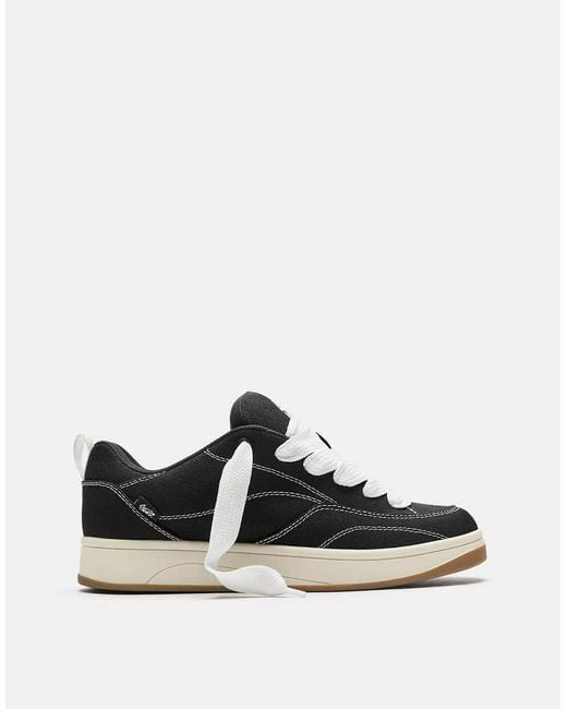 Pull&Bear Black Stwd Skate Trainers With Contrast Stitching for men