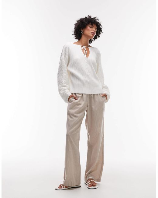 ARKET White Plisse Knitted Top With Open Tie Back