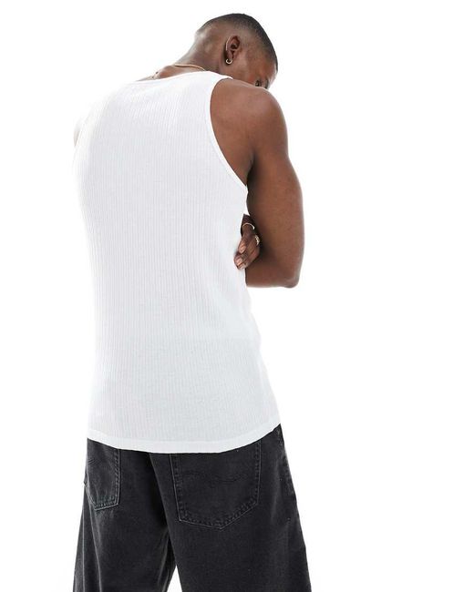 Canotta Bianca Traforata di Jack & Jones in White da Uomo