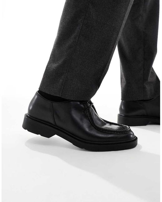 Jack & Jones Black Leather Lace Up Moc for men