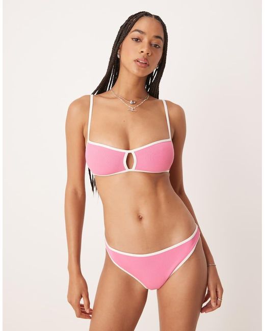 Top Bikini A Fascia A Coste Con Bordi A Contrasto, Imbottitura E Spalline Rimovibili di & Other Stories in Red
