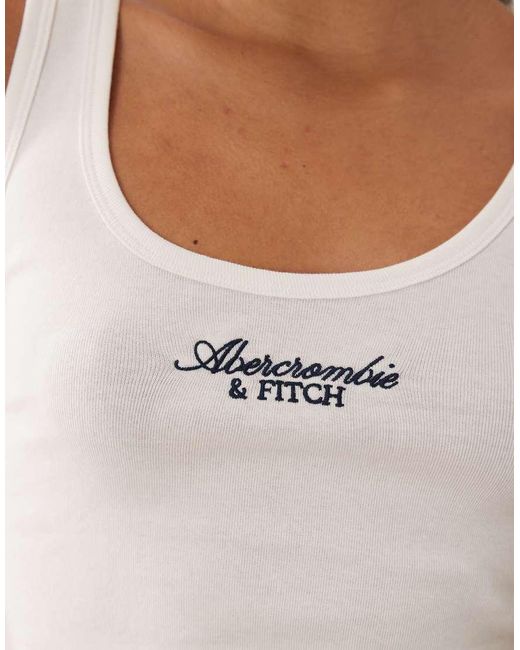Abercrombie & Fitch Blue Embroidered Logo Scoop Neck Tank Top