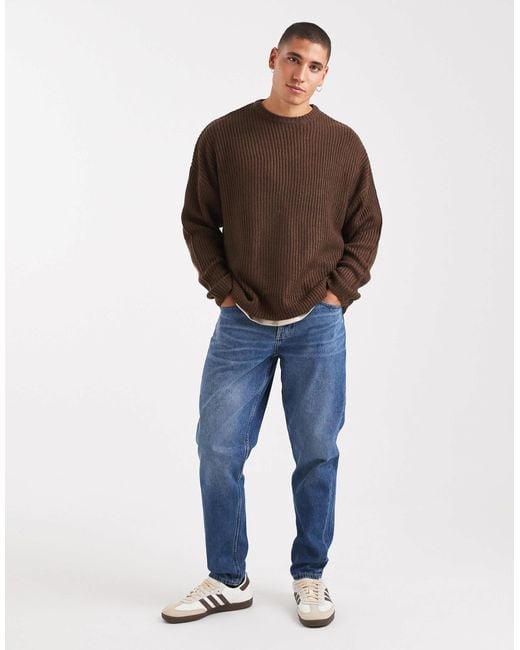 Only & Sons – oversize-strickpullover in Brown für Herren