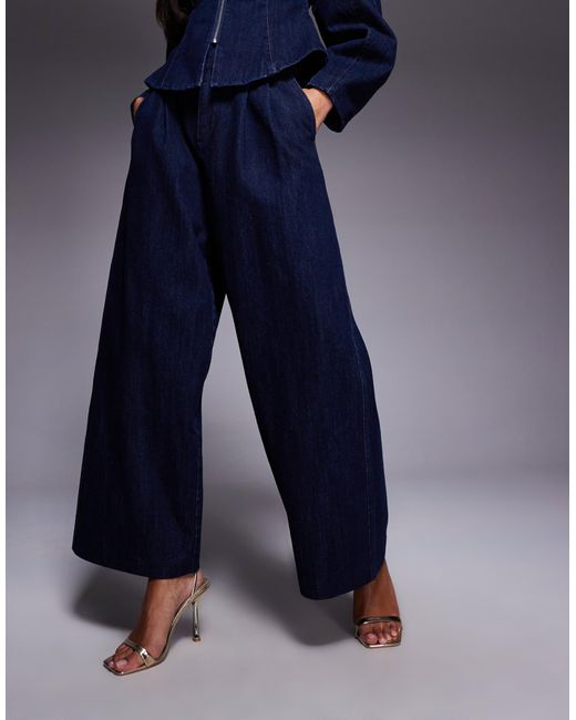 Jean ample d'ensemble à pinces devant - indigo ASOS en coloris Blue
