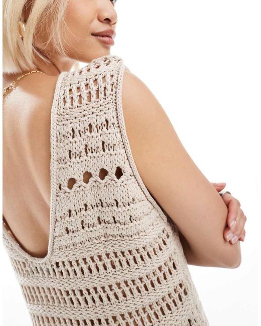 ASOS White Mock Crochet Mini Dress With Low Back