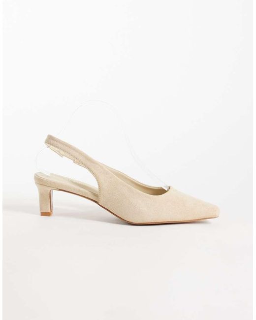 Glamorous White Slingback Kitten Heel Shoes
