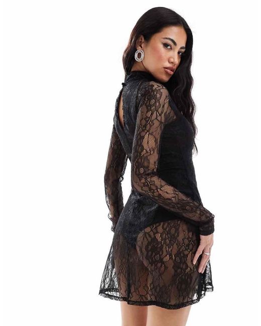 Black lace overlay dress deals