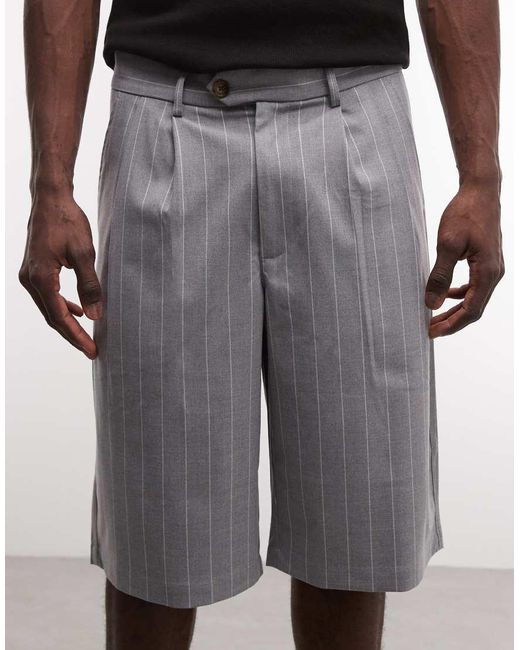 Prohibited Gray Tailored Pleated Shorts for men