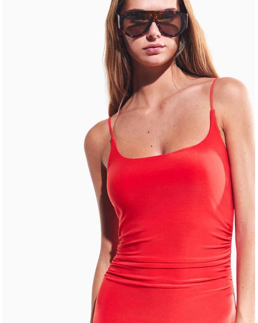Bershka Gathered Strap Midi Dress
