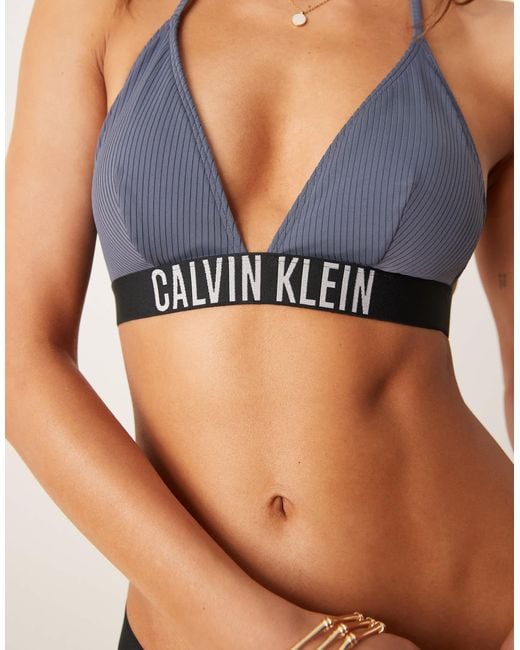Calvin Klein Blue Intense Power Triangle Bikini Top