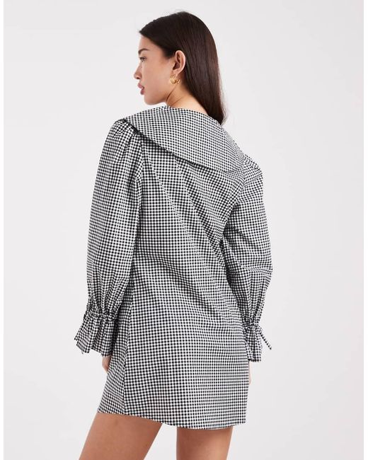 Wednesday's Girl Gray Oversized Collared Mini Dress