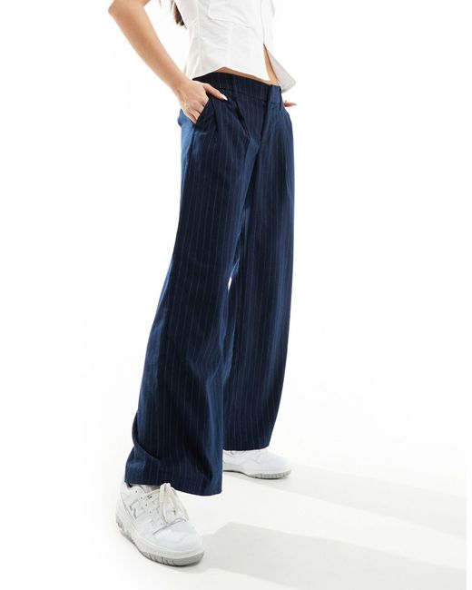 Pantalon habillé ample à taille basse et rayures Hollister en coloris Blue