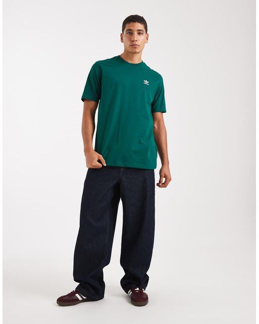 Adidas Originals Green Trefoil Essentials Tee for men
