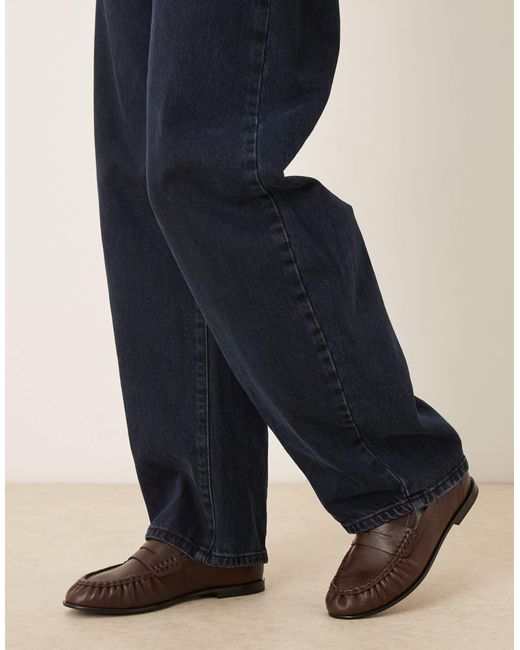 Mango Blue 100% Leather Loafers