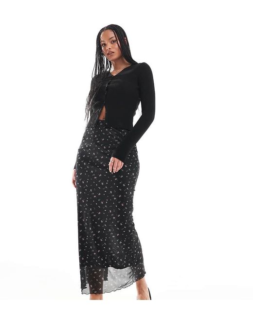ONLY Black Lettuce Edge Maxi Skirt