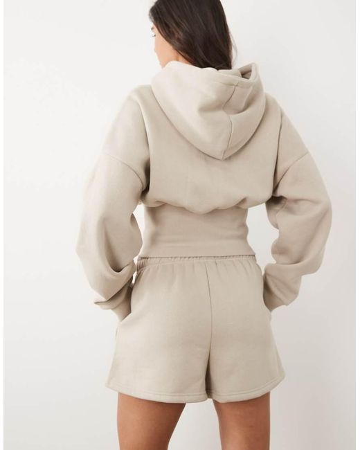 Kaiia Natural Cotton Rich Silver Hardware Logo Sweat Shorts