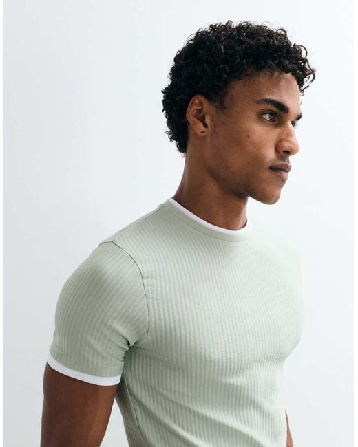 ASOS Gray Slim Fit T-Shirt With Double Layer for men