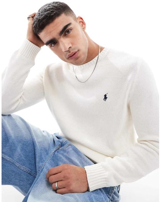 Polo Ralph Lauren Icon Logo Heavyweight Cotton Knit Jumper in Blue for Men Lyst UK