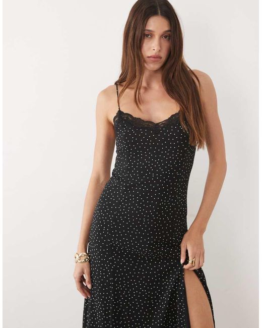 Mango Natural Strappy Midi Dress With Thigh Slit
