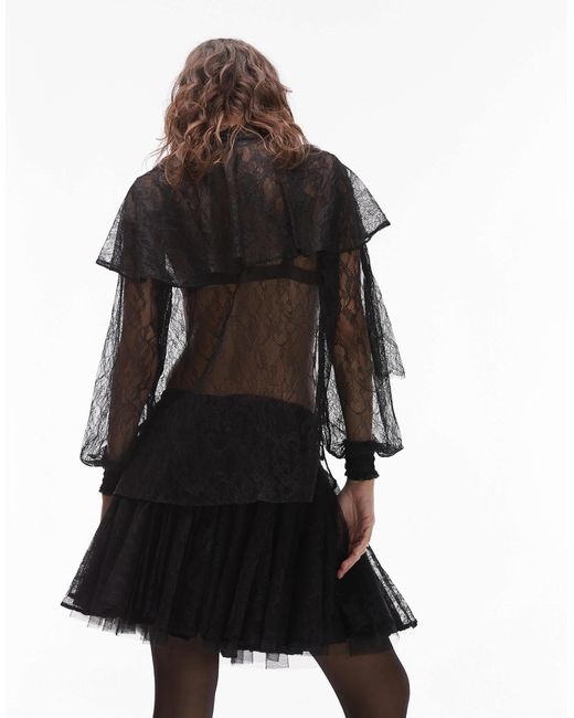 AllSaints Black – athena – boho-minirock aus spitze