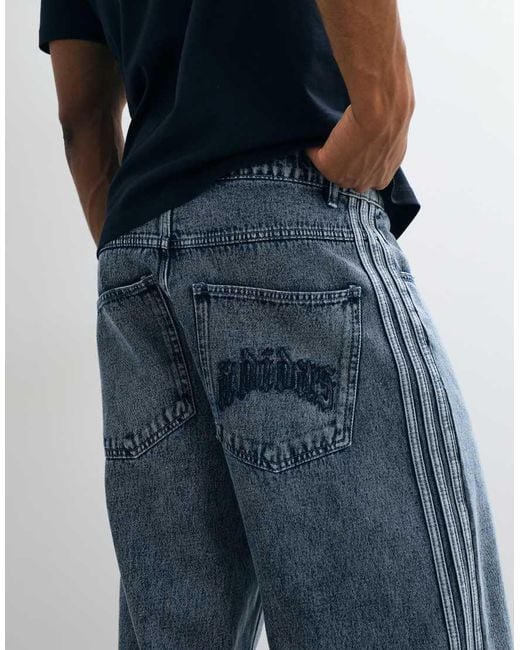 Adidas Originals Blue Loose Fit Jeans for men