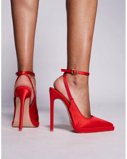 SIMMI Red Simmi London Landen Platform Heeled Court Shoe