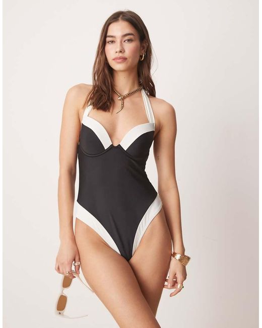 New Look Badpak Met Kleurvlakken En Beugels in het Black