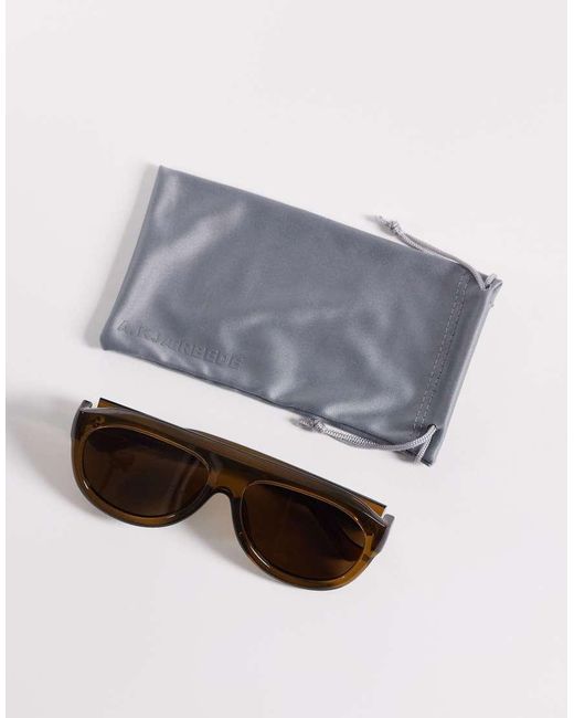 A.Kjærbede Natural Rio Oversized Shield Aviator Sunglasses