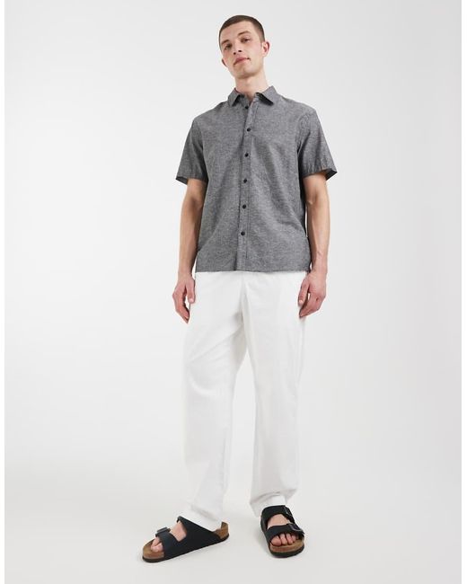 Blend Gray Cotton-linen Regular Fit Shirt for men
