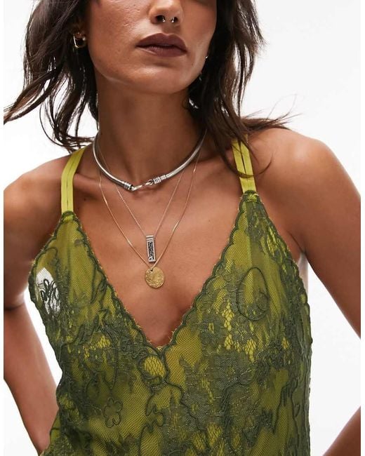 topshop green lace dress Topshop lace flared midi jersey dress in khaki