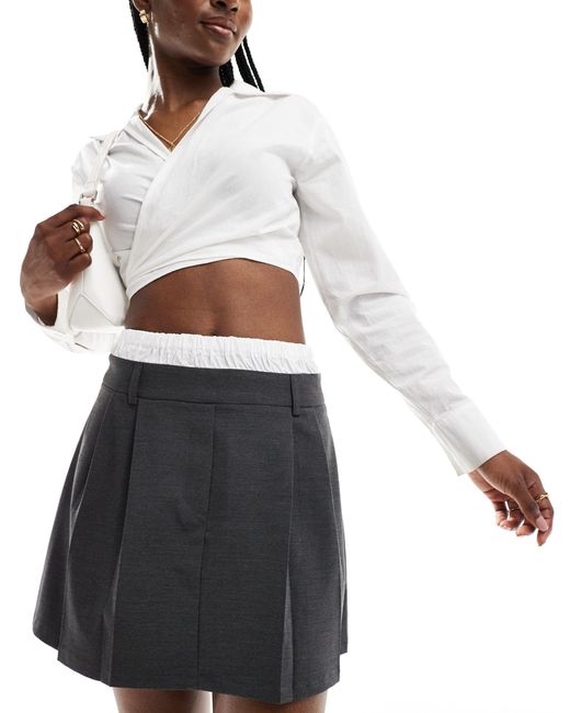 Pimkie White Boxer Waistband Pleated Mini Skirt