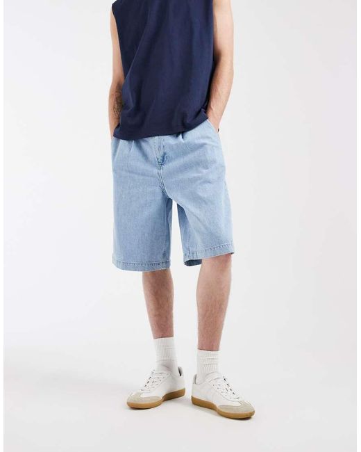 ASOS Blue Loose Denim Jorts for men