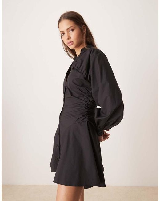 ASOS Mini-Overhemdjurk Met Gerimpeld Vlak in het Black