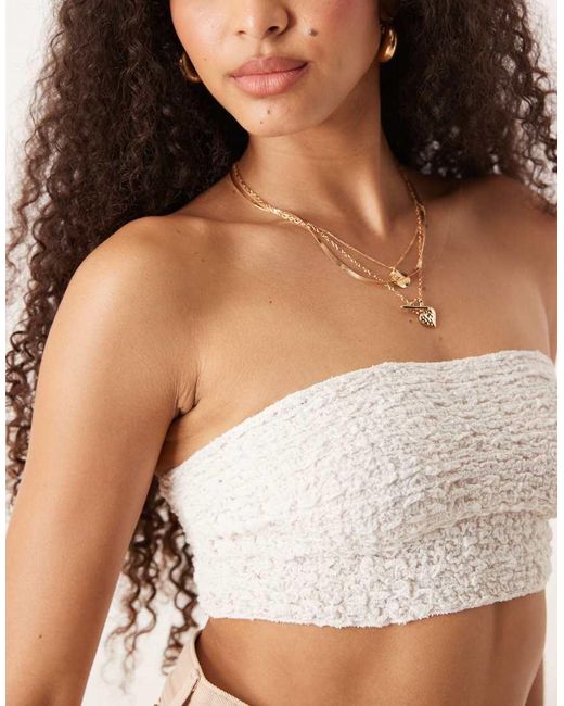 Free People Brown Bea Textured Bandeau Top