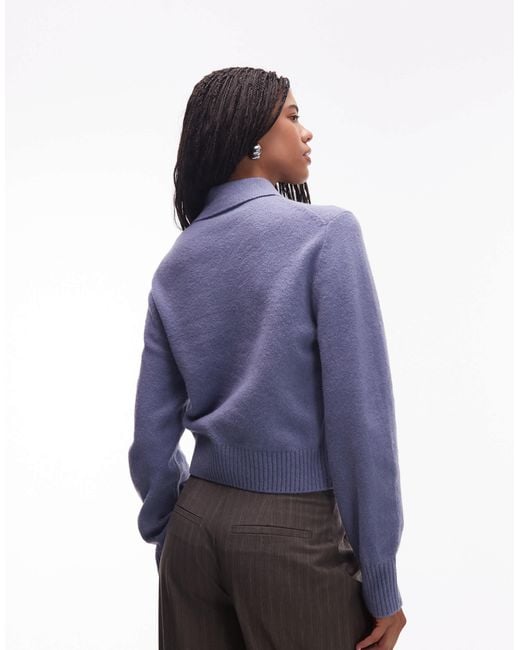 & Other Stories Purple Knitted Cardigan With Collar And Button Front