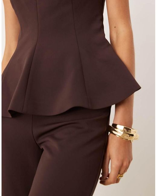 Mango Brown Halter Neck Peplum Hem Top Co-ord