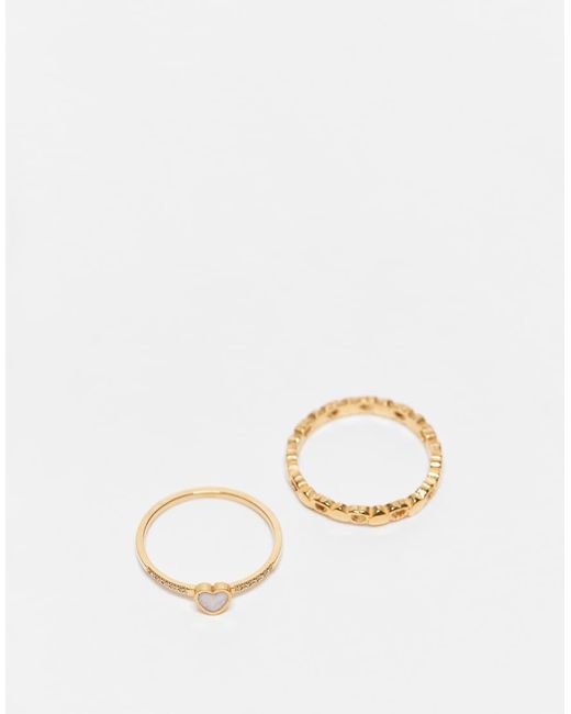Confezione Da 2 Anelli Dorati Con Design Con Cuore di ASOS in White
