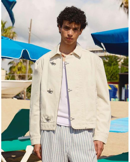 Bershka Blue Clasp Jacket for men