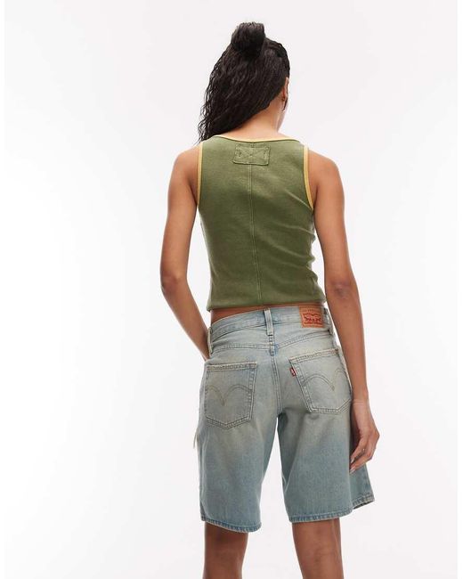 Levi's Green Middy Denim Jorts With Rips