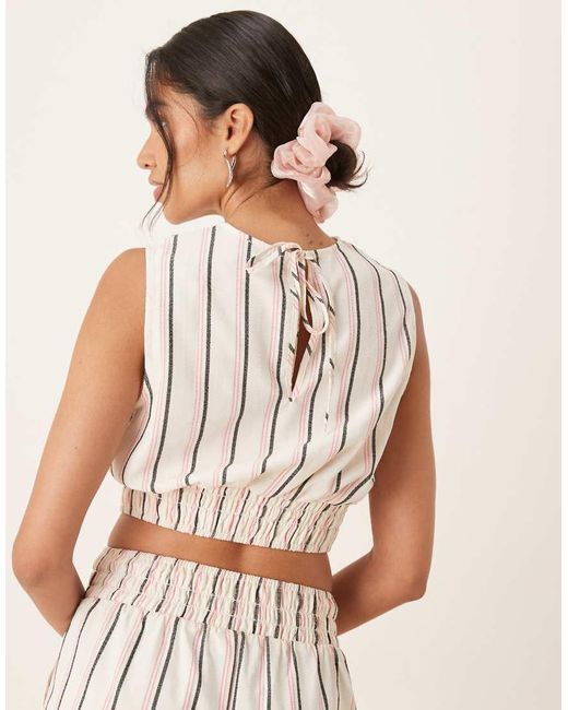 ASOS White Open Back Shirred Top Co-ord