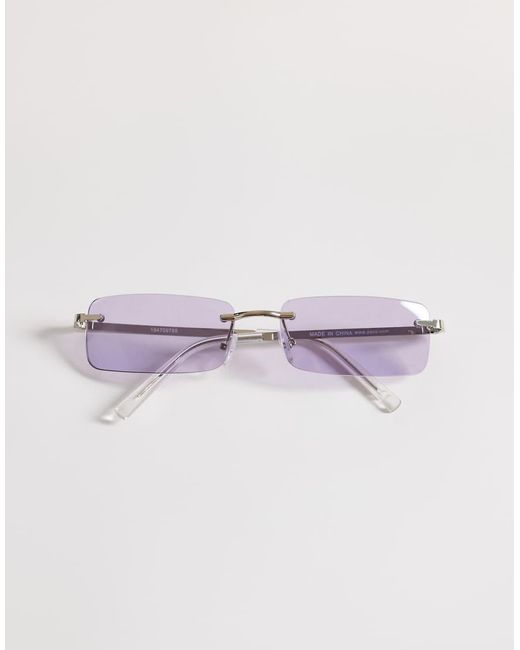 ASOS Metallic Rectangle Rimless Sunglasses for men