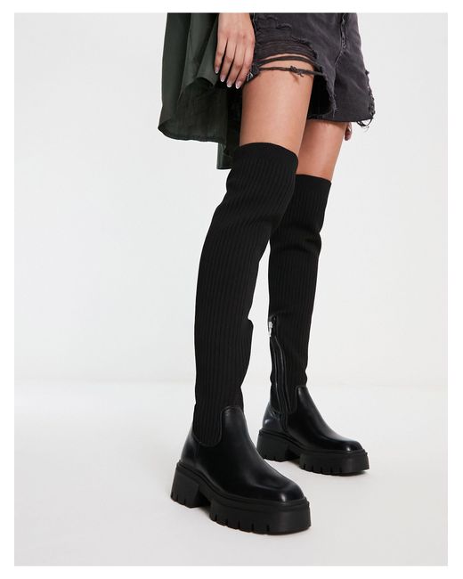 SIMMI Shoes Simmi London Reign Knitted Over The Knee Second Skin Boots ...